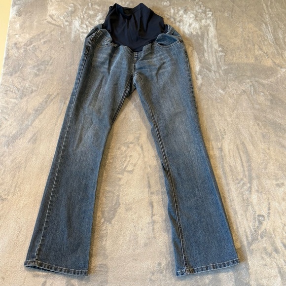 Maternity Fit & Flare Bootcut Blue Denim Jeans Sz M - Picture 1 of 8